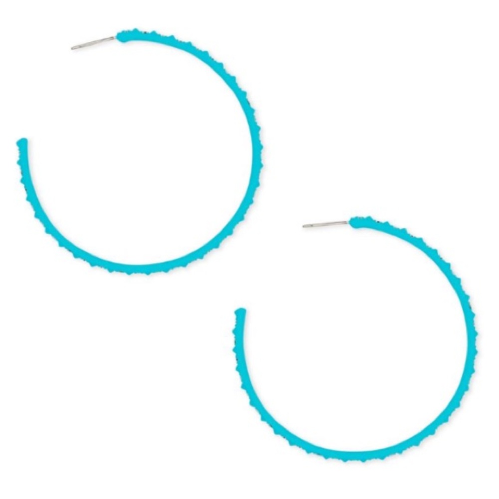 Kendra Scott Aqua Matte Val Hoop Earrings NWT 2.5”